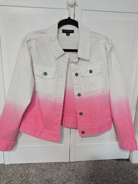 Charter Club White to Pink Ombre Denim Jacket